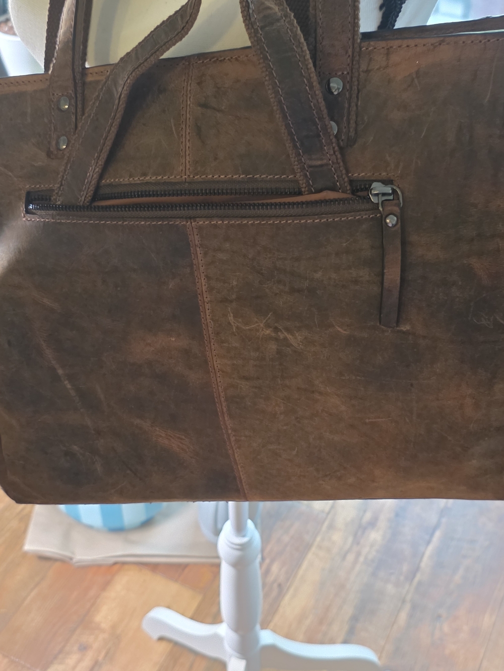 Brown Leather Men's Tote Bag - Classic Carryall